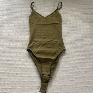 Topshop olive green bodysuit.
